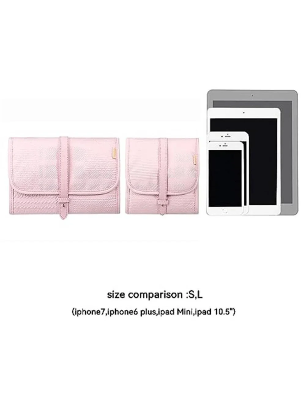 Travel Jewelry Organizer Roll Pouch Necklace Earring Ring Holder Light Pink